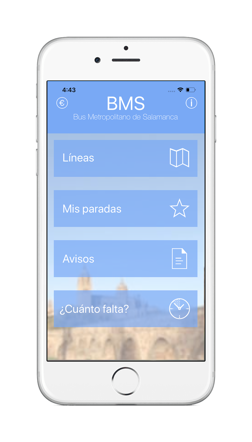iPhone 6 mostrando la vista de inicio de la aplicacion