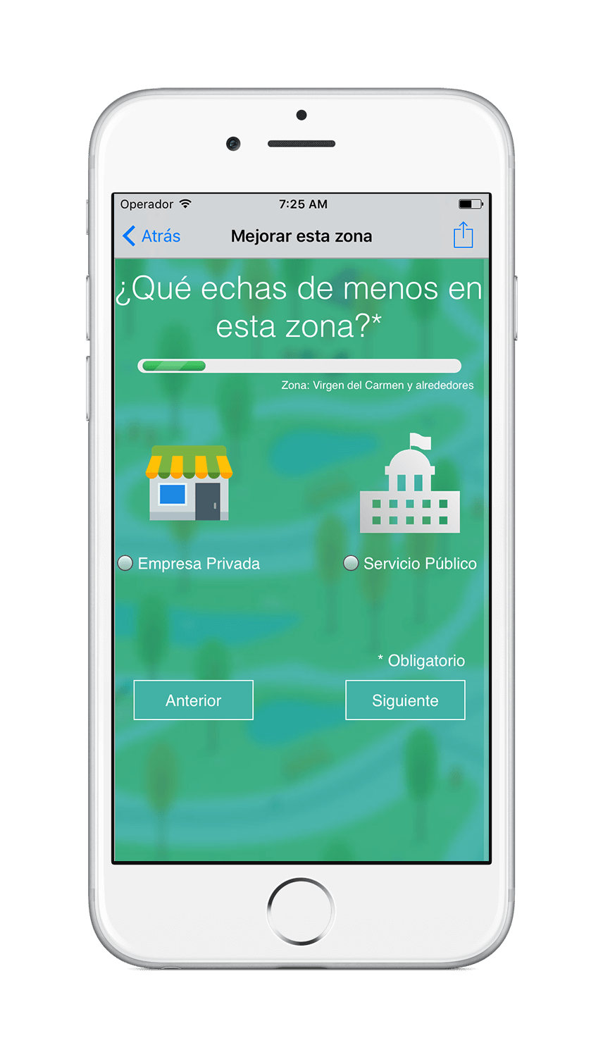 iPhone 6 showing the new improve your area feature view of the app